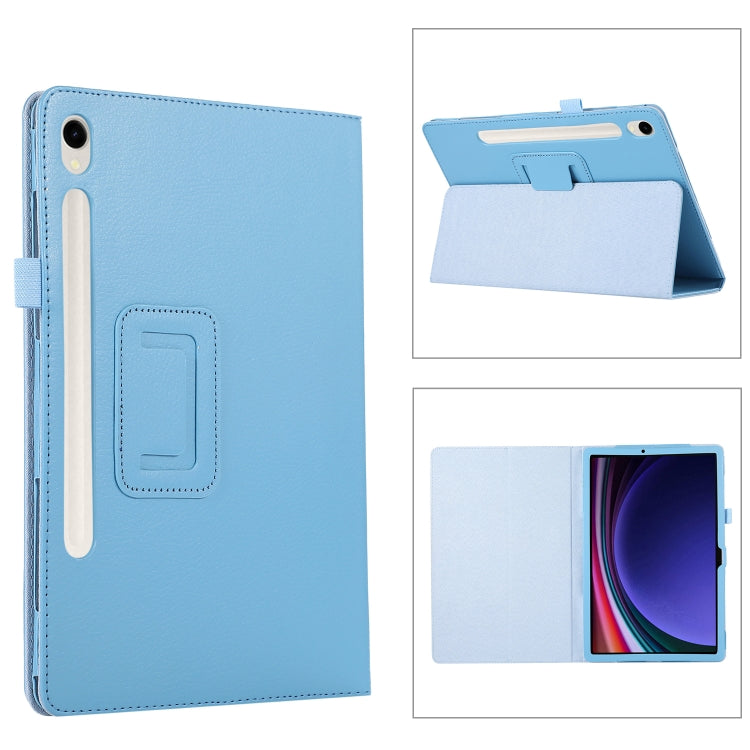 For Samsung Galaxy Tab S9+ / S10+ Litchi Texture Leather Tablet Case with Holder(Sky Blue) - Other Galaxy Tab PC by PMC Jewellery | Online Shopping South Africa | PMC Jewellery | Buy Now Pay Later Mobicred