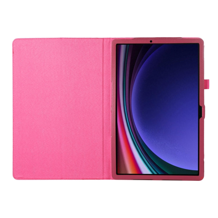 For Samsung Galaxy Tab S9 Ultra Litchi Texture Leather Tablet Case with Holder(Rose Red) - Other Galaxy Tab PC by PMC Jewellery | Online Shopping South Africa | PMC Jewellery | Buy Now Pay Later Mobicred