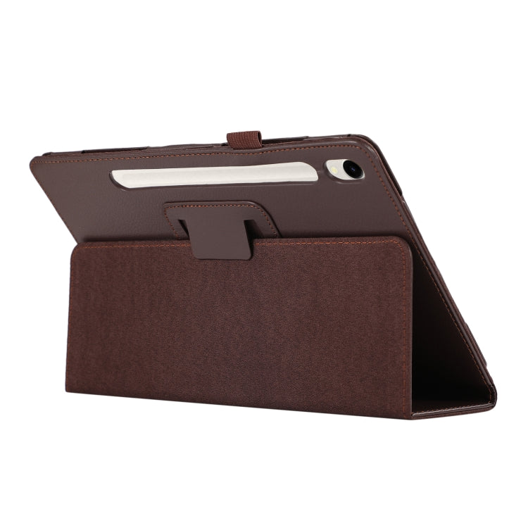 For Samsung Galaxy Tab S9 Ultra Litchi Texture Leather Tablet Case with Holder(Brown) - Other Galaxy Tab PC by PMC Jewellery | Online Shopping South Africa | PMC Jewellery | Buy Now Pay Later Mobicred