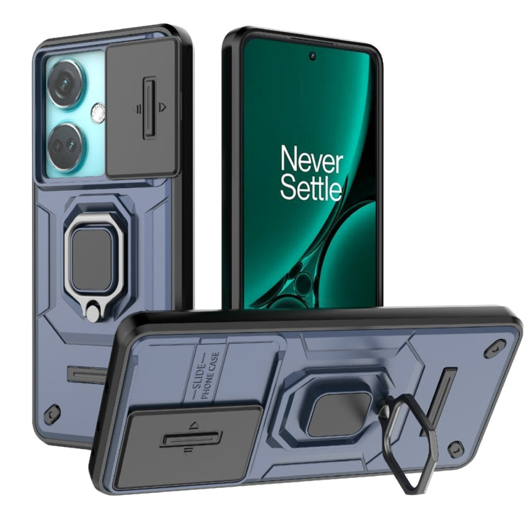 For OnePlus Nord CE3 5G Sliding Camshield TPU + PC Shockproof Phone Case with Holder(Blue) - OnePlus Cases by PMC TechLife | Online Shopping South Africa | PMC TechLife | Buy Now Pay Later Mobicred