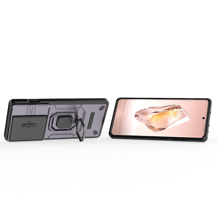 For OnePlus ACE 3 5G Sliding Camshield TPU + PC Shockproof Phone Case with Holder(Purple) - OnePlus Cases by PMC TechLife | Online Shopping South Africa | PMC TechLife | Buy Now Pay Later Mobicred