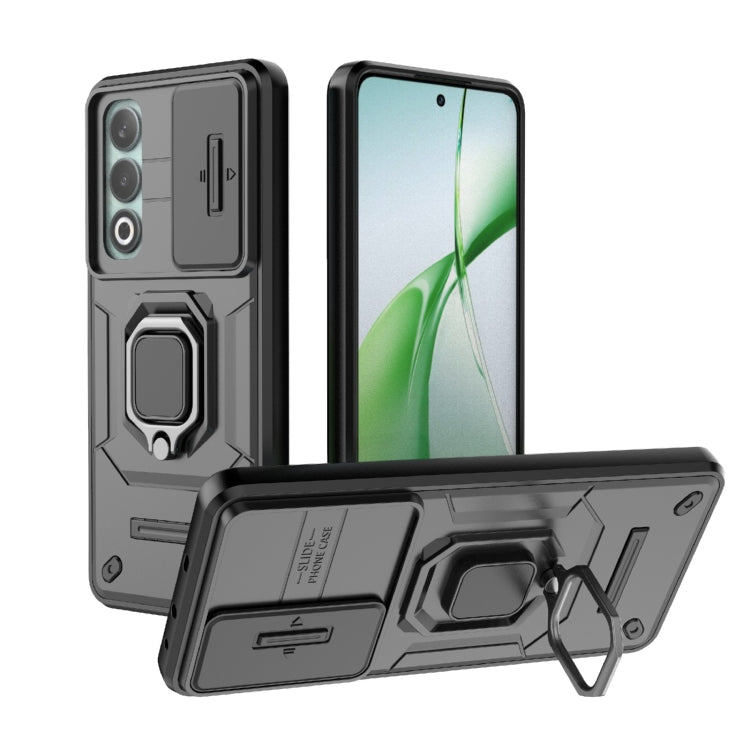 For OnePlus Nord CE4 5G Global Sliding Camshield TPU + PC Shockproof Phone Case with Holder(Black) - OnePlus Cases by PMC TechLife | Online Shopping South Africa | PMC TechLife