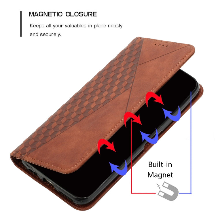 For Motorola Edge 2024 Diamond Splicing Skin Feel Magnetic Leather Phone Case(Brown) - Motorola Cases by PMC Jewellery | Online Shopping South Africa | PMC Jewellery | Buy Now Pay Later Mobicred