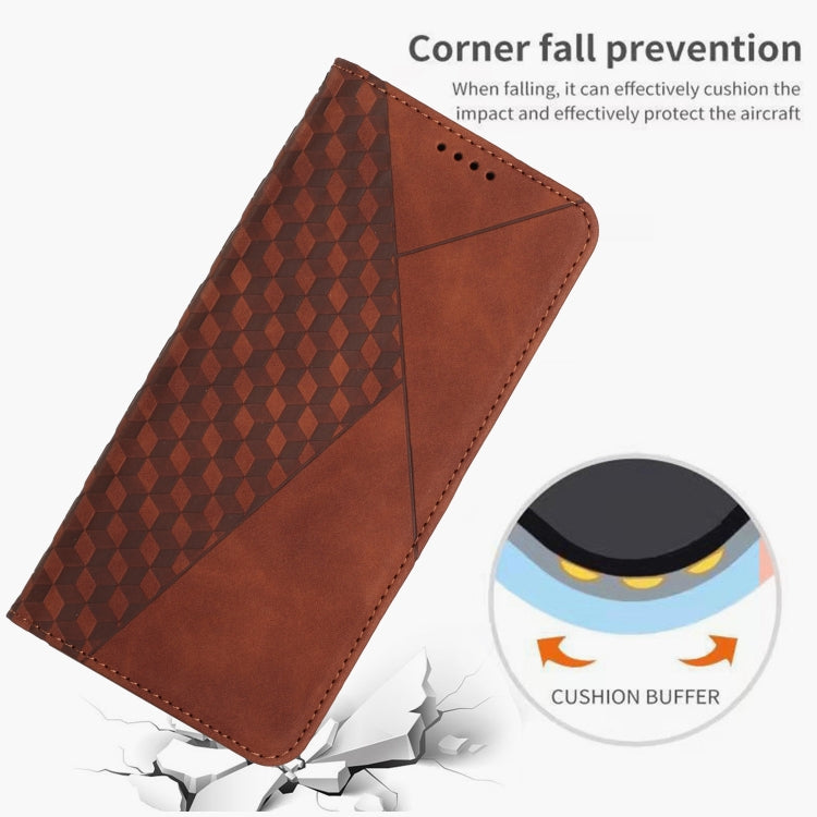 For Motorola Edge 2024 Diamond Splicing Skin Feel Magnetic Leather Phone Case(Brown) - Motorola Cases by PMC Jewellery | Online Shopping South Africa | PMC Jewellery | Buy Now Pay Later Mobicred