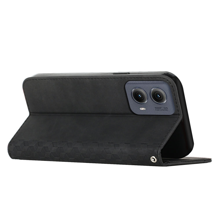 For Motorola Edge 2024 Diamond Splicing Skin Feel Magnetic Leather Phone Case(Black) - Motorola Cases by PMC Jewellery | Online Shopping South Africa | PMC Jewellery | Buy Now Pay Later Mobicred
