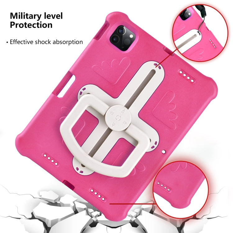 For iPad Pro 11 2024 Shield 360 Rotation Handle EVA Shockproof PC Tablet Case(Rose Red Beige) - iPad Pro 11 2024 Cases by PMC TechLife | Online Shopping South Africa | PMC TechLife | Buy Now Pay Later Mobicred
