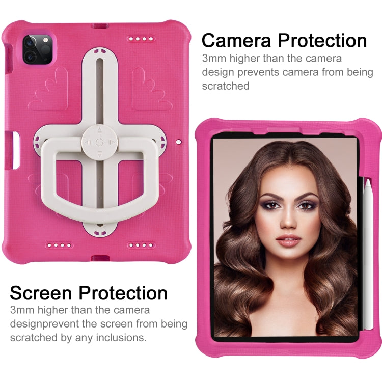 For iPad Air 11 2024 Shield 360 Rotation Handle EVA Shockproof PC Tablet Case(Rose Red Beige) - iPad Air 11 2024 Cases by PMC TechLife | Online Shopping South Africa | PMC TechLife | Buy Now Pay Later Mobicred