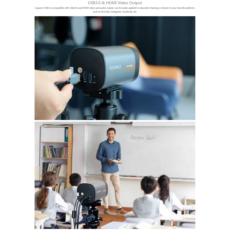 FEELWORLD HV10X Professional Streaming Camera Full HD 1080P 60fps USB 3.0 HDMI(AU Plug) - free shipping - PMc TechLife - Order now!