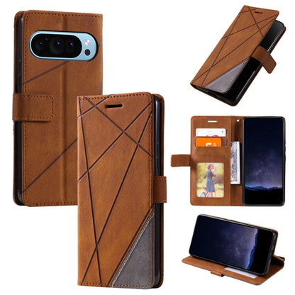 For Google Pixel 9 Pro Skin Feel Splicing Leather Phone Case(Brown) - Google Cases by PMC Jewellery | Online Shopping South Africa | PMC Jewellery | Buy Now Pay Later Mobicred