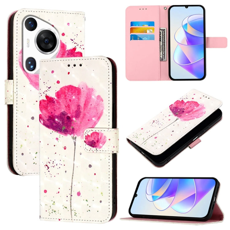 For Huawei Pura 70 Pro 3D Painting Horizontal Flip Leather Phone Case(Flower) - Huawei Cases by PMC Jewellery | Online Shopping South Africa | PMC Jewellery | Buy Now Pay Later Mobicred