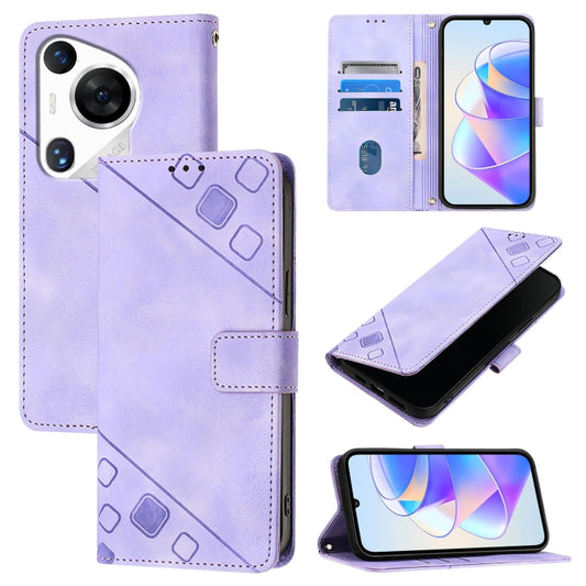 For Huawei Pura 70 Pro Skin Feel Embossed Leather Phone Case(Light Purple) - Huawei Cases by PMC Jewellery | Online Shopping South Africa | PMC Jewellery | Buy Now Pay Later Mobicred