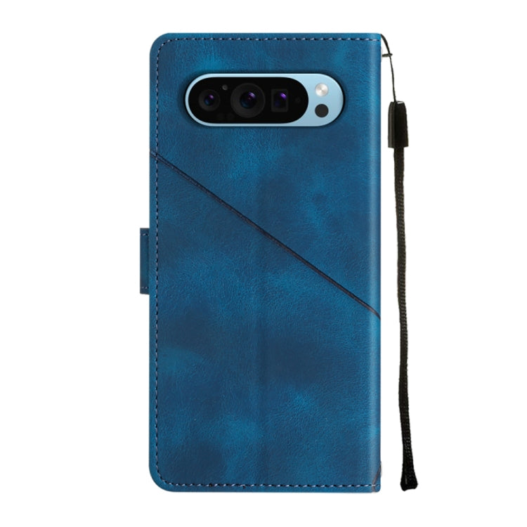 For Google Pixel 9 / 9 Pro Skin-feel Embossed Leather Phone Case(Blue) - Google Cases by PMC Jewellery | Online Shopping South Africa | PMC Jewellery | Buy Now Pay Later Mobicred