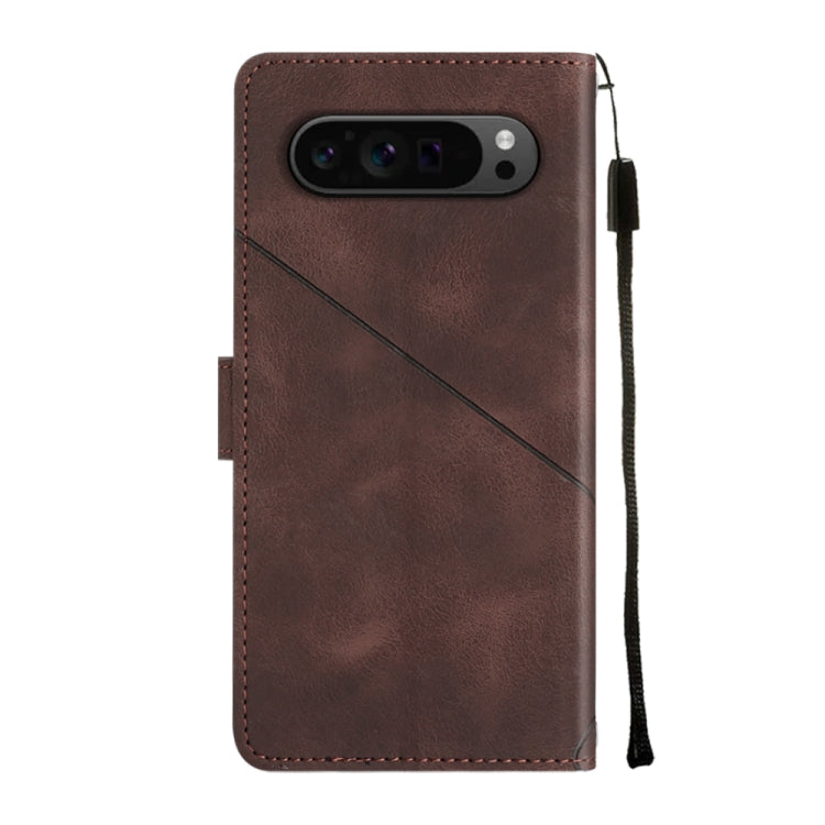 For Google Pixel 9 Pro XL Skin-feel Embossed Leather Phone Case(Brown) - Google Cases by PMC Jewellery | Online Shopping South Africa | PMC Jewellery | Buy Now Pay Later Mobicred