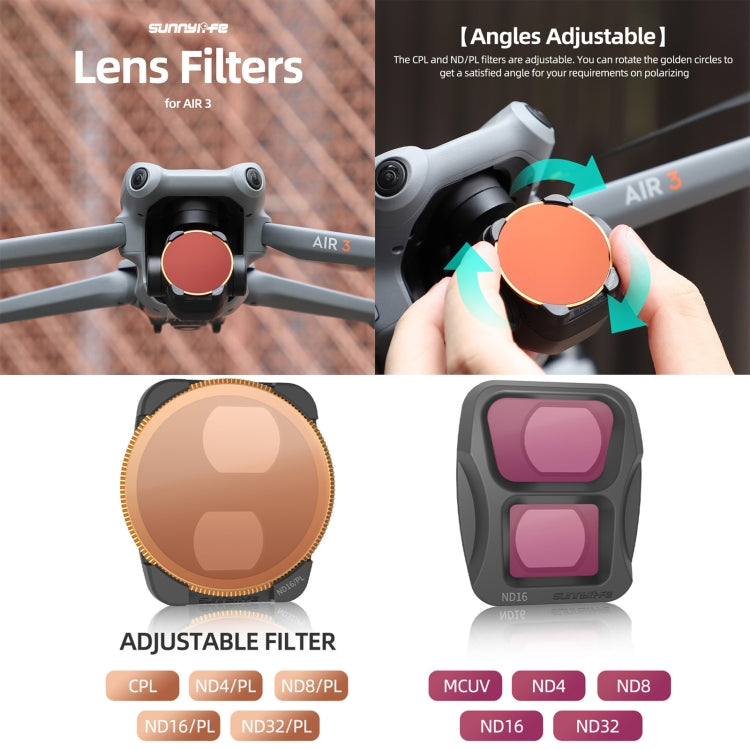 For DJI Air 3 Sunnylife Camera Lens Filter, Filter:ND32 - free shipping - PMC TechLife - Order now!