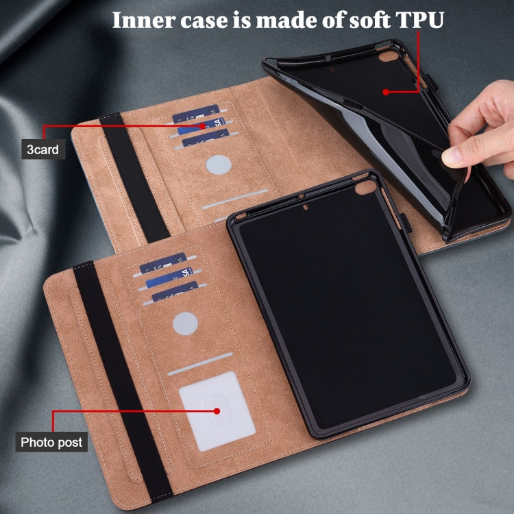 For Lenovo Xiaoxin Pad Pro 12.7 Solid Color Stripe Embossed Leather Tablet Case(Blue) - Lenovo by PMC TechLife | Online Shopping South Africa | PMC TechLife | Buy Now Pay Later Mobicred