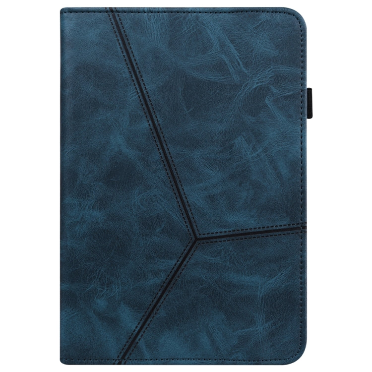 For Samsung Galaxy Tab S7+/S8+/S9+/S9 FE+ Solid Color Stripe Embossed Leather Tablet Case(Blue) - Galaxy Tab S9 FE+ by PMC Jewellery | Online Shopping South Africa | PMC Jewellery