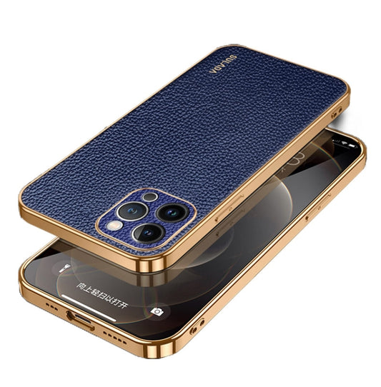 For iPhone 15 Pro Max SULADA TPU + Litchi Texture Leather Phone Case(Blue) - iPhone 15 Pro Max Cases by SULADA | Online Shopping South Africa | PMC Jewellery | Buy Now Pay Later Mobicred