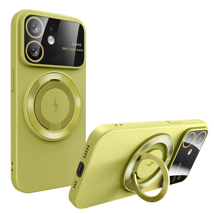 For iPhone 11 Large Window MagSafe Magnetic Holder Phone Case(Avocado Green) - iPhone 11 Cases by PMC Jewellery | Online Shopping South Africa | PMC Jewellery