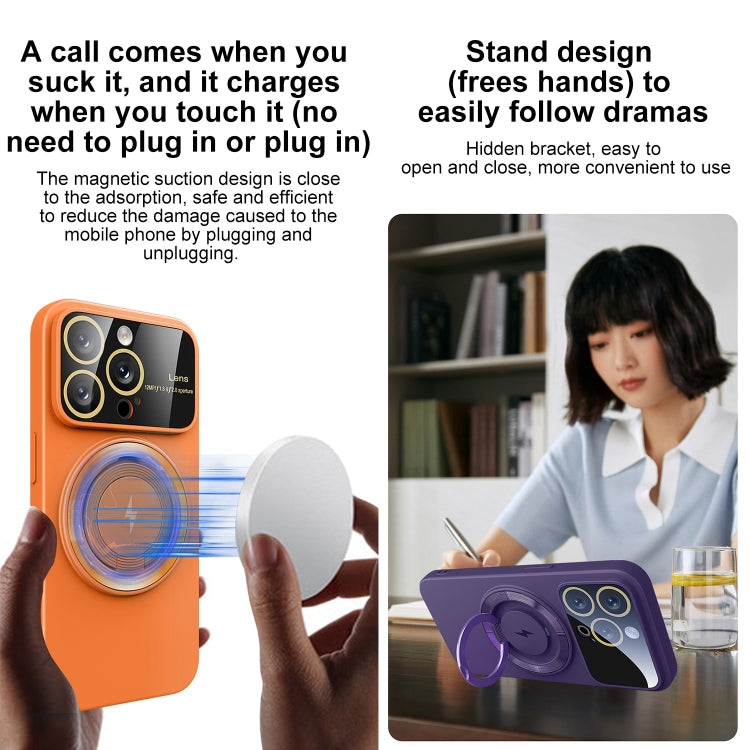 For iPhone 13 Large Window MagSafe Magnetic Holder Phone Case(Klein Blue) - iPhone 13 Cases by PMC TechLife | Online Shopping South Africa | PMC TechLife