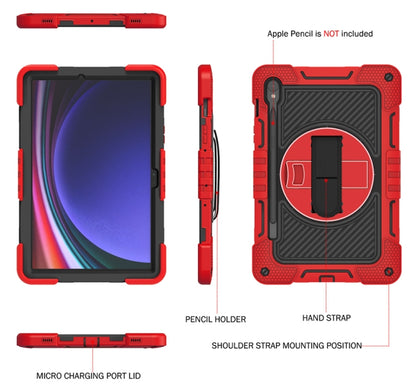 For Samsung Galaxy Tab S9 360 Degree Rotation PC Contrast Silicone Tablet Case(Red + Black) - Galaxy Tab S9 Cases by PMC Jewellery | Online Shopping South Africa | PMC Jewellery | Buy Now Pay Later Mobicred