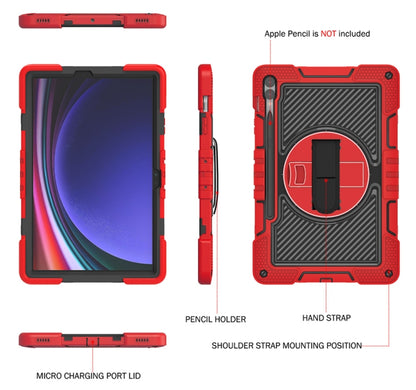 For Samsung Galaxy Tab S9+ 360 Degree Rotation PC Contrast Silicone Tablet Case(Red + Black) - Galaxy Tab S9+ Cases by PMC Jewellery | Online Shopping South Africa | PMC Jewellery | Buy Now Pay Later Mobicred