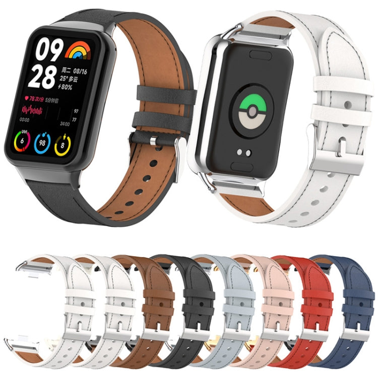 For Xiaomi Smart Band 9 Pro / 8 Pro 18mm Microfiber Sewing Leather Watch Band(White+Ivory White) - free shipping - PMc TechLife - Order now!