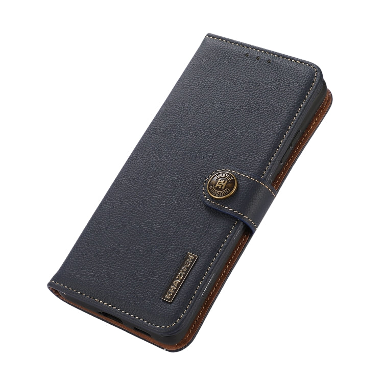 For Sony Xperia 10 VI KHAZNEH Custer Genuine Leather RFID Phone Case(Blue) - Sony Cases by PMC TechLife | Online Shopping South Africa | PMC TechLife | Buy Now Pay Later Mobicred