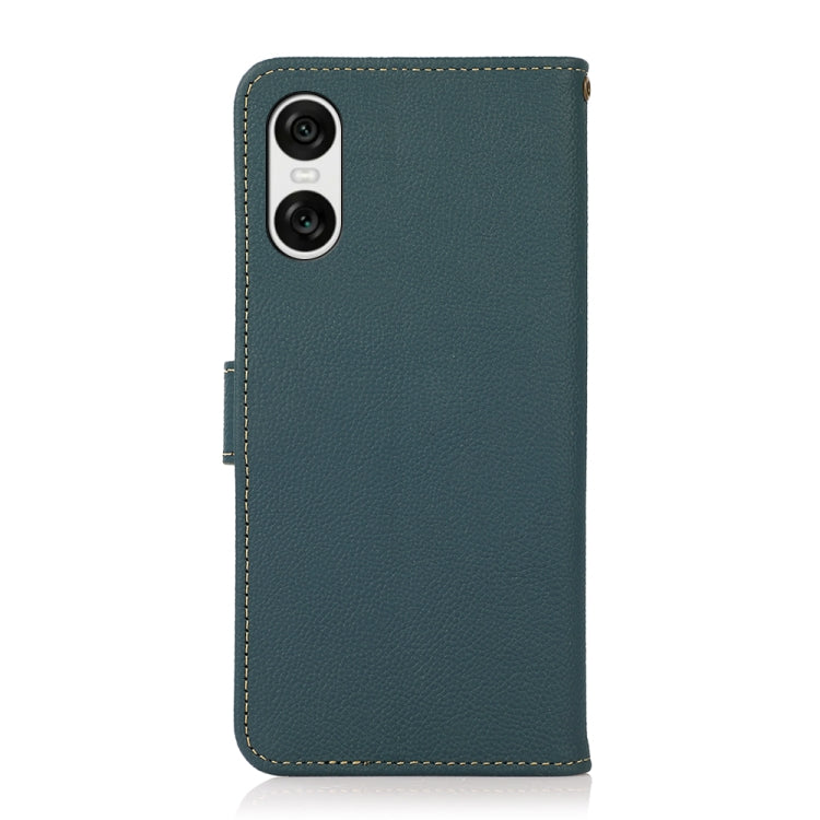 For Sony Xperia 10 VI KHAZNEH Custer Genuine Leather RFID Phone Case(Green) - Sony Cases by PMC TechLife | Online Shopping South Africa | PMC TechLife | Buy Now Pay Later Mobicred
