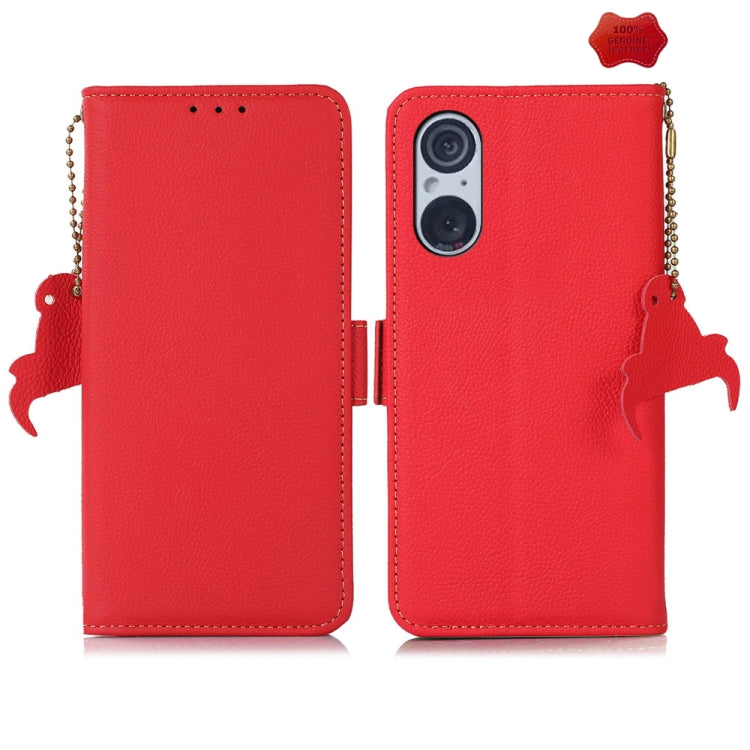 For Sony Xperia 5 V Side-Magnetic TJ Genuine Leather RFID Phone Case(Red) - free shipping - PMC TechLife - Order now!