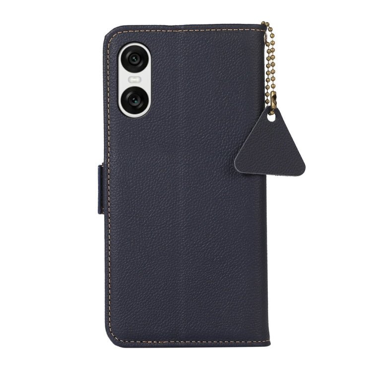 For Sony Xperia 10 VI Side-Magnetic TJ Genuine Leather RFID Phone Case(Blue) - Sony Cases by PMC TechLife | Online Shopping South Africa | PMC TechLife | Buy Now Pay Later Mobicred