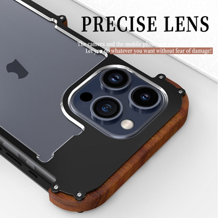 For iPhone 16 Pro R-JUST Ironwood Generation Metal Hybrid Wood Phone Case - free shipping - PMC Jewellery - Order now!