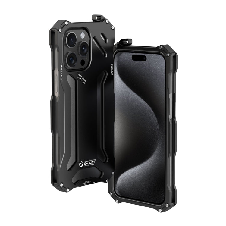 For iPhone 15 Pro Max R-JUST RJ17 Shockproof Armor Metal Phone Case(Black) - free shipping - PMC TechLife - Order now!