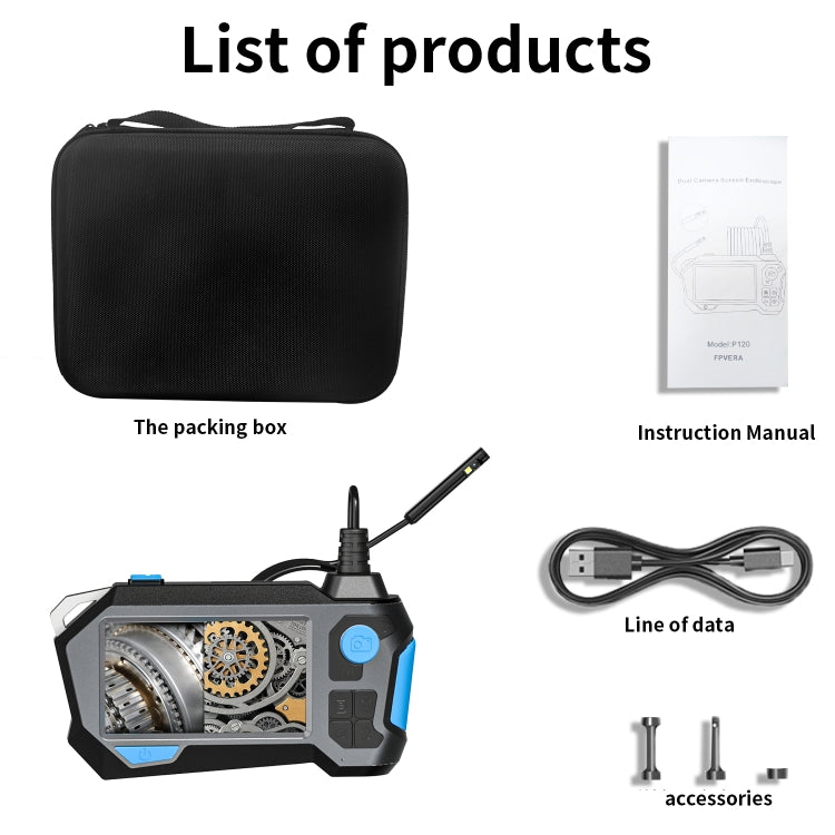 P120 Rotatable 8mm Dual Lenses Industrial Endoscope with Screen, 9mm Tail Pipe Diameter, Spec:5m Tube -  by PMC TechLife | Online Shopping South Africa | PMC TechLife | Buy Now Pay Later Mobicred