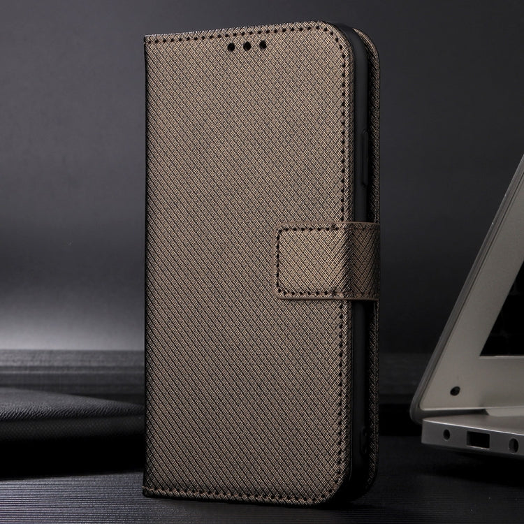 For iPhone 16 Pro Diamond Texture Leather Phone Case(Brown) - iPhone 16 Pro Cases by PMC Jewellery | Online Shopping South Africa | PMC Jewellery | Buy Now Pay Later Mobicred