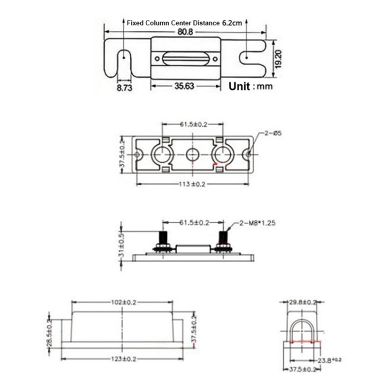 3 in 1 ANL Car Audio Modified Fuse Holder with 200A Fuse, Current:125A - Fuse by PMC Jewellery | Online Shopping South Africa | PMC Jewellery | Buy Now Pay Later Mobicred