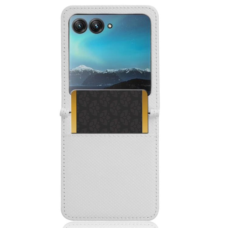 For Motorola Razr 40 Ultra Diamond Texture Leather Phone Case(White) - Motorola Cases by PMC TechLife | Online Shopping South Africa | PMC TechLife | Buy Now Pay Later Mobicred