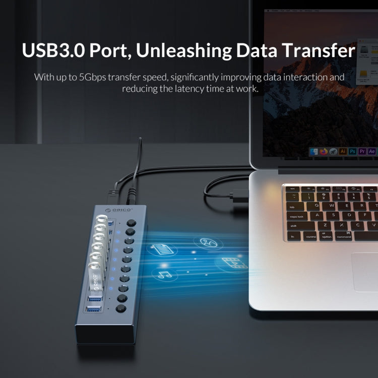 ORICO BT2U3-16AB-GY-BP 16 Ports USB 3.0 HUB with Individual Switches(EU Plug) - USB 3.0 HUB by ORICO | Online Shopping South Africa | PMC Jewellery | Buy Now Pay Later Mobicred