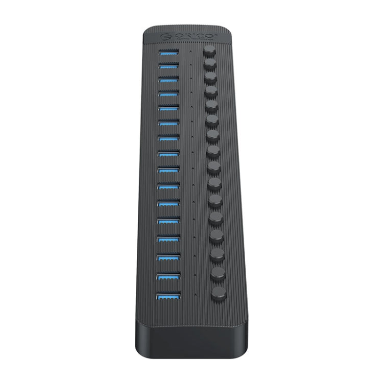 ORICO CT2U3-16AB Plastic Stripes 16 Ports USB 3.0 HUB with Individual Switches, Plug:AU Plug(Black) - USB 3.0 HUB by ORICO | Online Shopping South Africa | PMC Jewellery | Buy Now Pay Later Mobicred