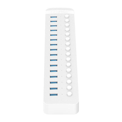 ORICO CT2U3-16AB Plastic Stripes 16 Ports USB 3.0 HUB with Individual Switches, Plug:US Plug(White) - USB 3.0 HUB by ORICO | Online Shopping South Africa | PMC Jewellery | Buy Now Pay Later Mobicred