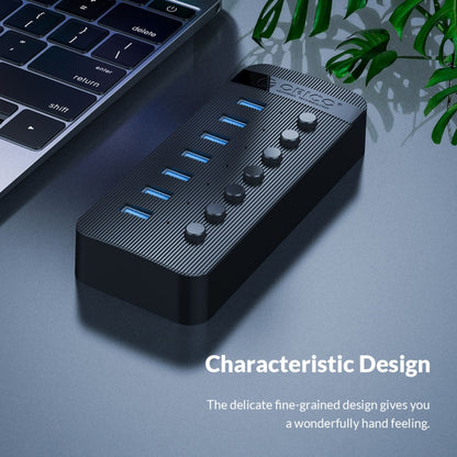 ORICO CT2U3-16AB Plastic Stripes 16 Ports USB 3.0 HUB with Individual Switches, Plug:EU Plug(Black) - USB 3.0 HUB by ORICO | Online Shopping South Africa | PMC Jewellery | Buy Now Pay Later Mobicred