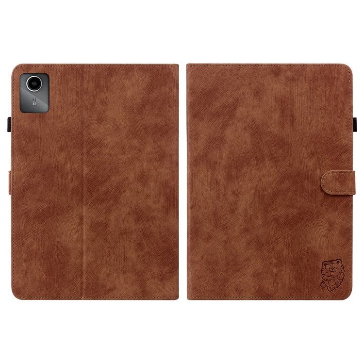 For Lenovo Tab M11/Xiaoxin Pad 11 2024 Tiger Pattern Flip Leather Tablet Case(Brown) - Lenovo by PMC Jewellery | Online Shopping South Africa | PMC Jewellery | Buy Now Pay Later Mobicred