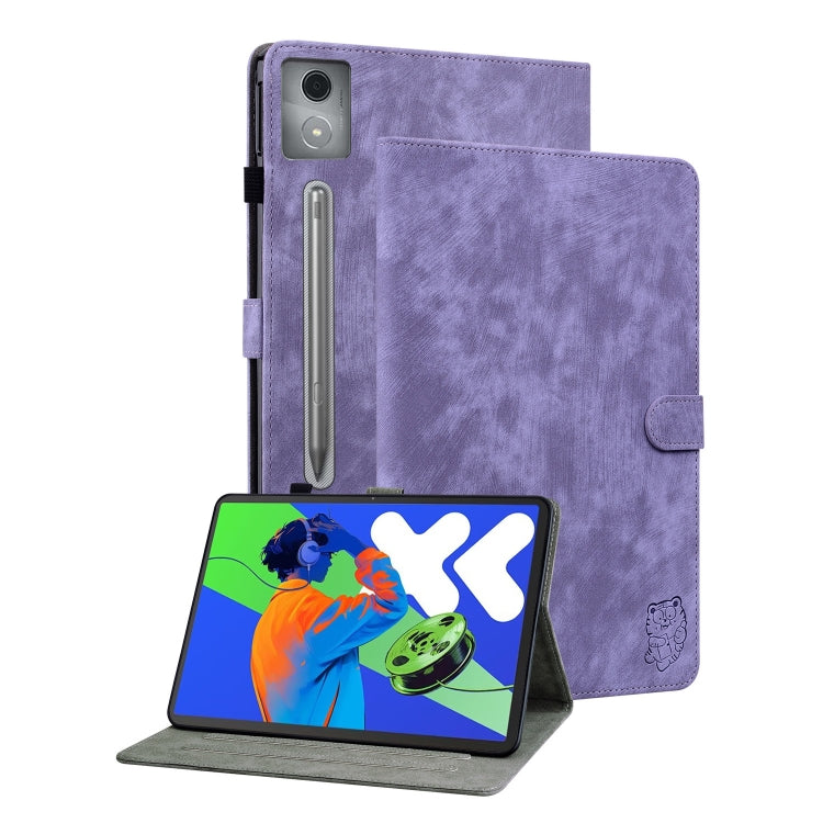 For Lenovo Tab P12 Pro 12.7 2025 Tiger Pattern Flip Leather Tablet Case(Purple) - Lenovo by PMC TechLife | Online Shopping South Africa | PMC TechLife | Buy Now Pay Later Mobicred