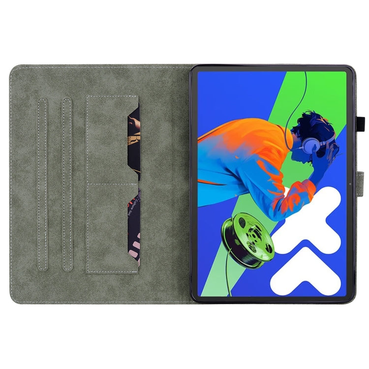 For Lenovo Tab P12 Pro 12.7 2025 Tiger Pattern Flip Leather Tablet Case(Dark Green) - Lenovo by PMC TechLife | Online Shopping South Africa | PMC TechLife | Buy Now Pay Later Mobicred