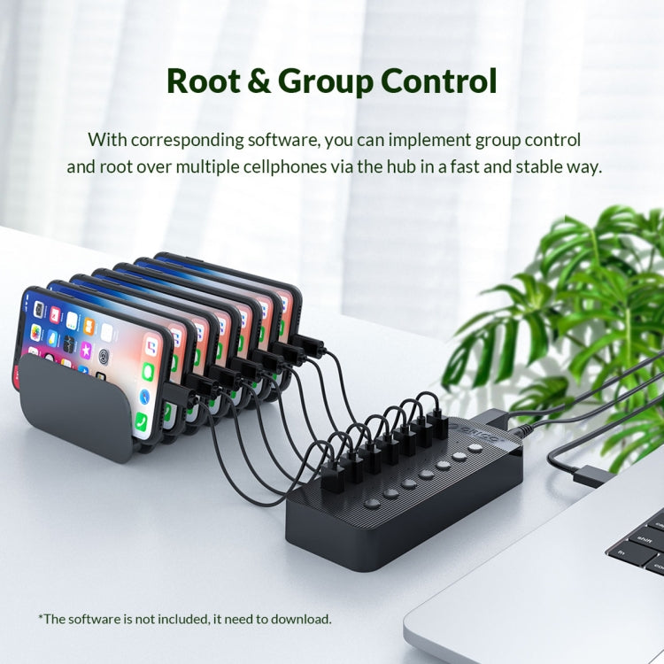 ORICO CT2U3-13AB Plastic Stripes 13 Ports USB 3.0 HUB with Individual Switches, Plug:AU Plug(Black) - USB 3.0 HUB by ORICO | Online Shopping South Africa | PMC Jewellery | Buy Now Pay Later Mobicred