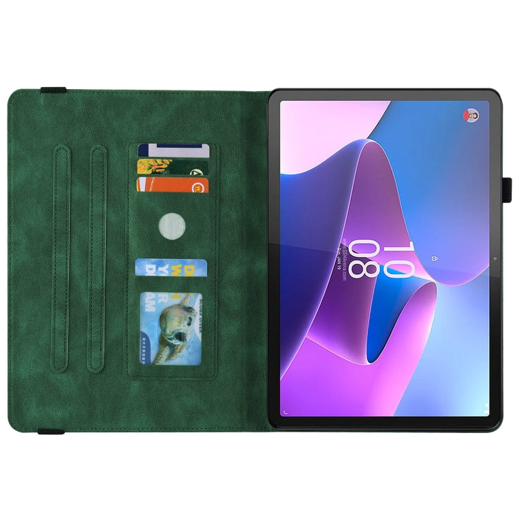 For Lenovo Tab P12 Butterfly Flower Embossed Leather Tablet Case(Green) - Lenovo by PMC TechLife | Online Shopping South Africa | PMC TechLife | Buy Now Pay Later Mobicred