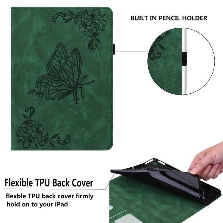 For Lenovo Tab P12 Butterfly Flower Embossed Leather Tablet Case(Green) - Lenovo by PMC TechLife | Online Shopping South Africa | PMC TechLife | Buy Now Pay Later Mobicred