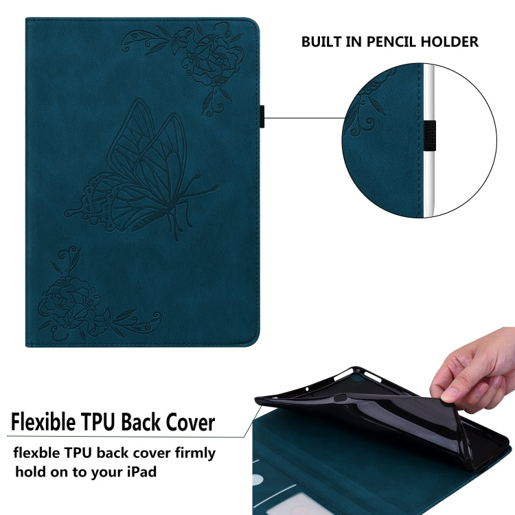 For Lenovo Tab M10 5G 10.6 inch Butterfly Flower Embossed Leather Tablet Case(Blue) - Lenovo by PMC TechLife | Online Shopping South Africa | PMC TechLife | Buy Now Pay Later Mobicred