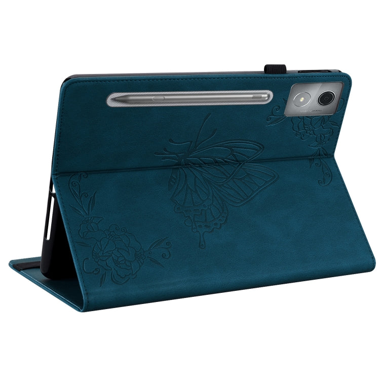For Lenovo Tab P12 Pro 12.7 2025 Butterfly Flower Embossed Leather Tablet Case(Blue) - Lenovo by PMC TechLife | Online Shopping South Africa | PMC TechLife | Buy Now Pay Later Mobicred