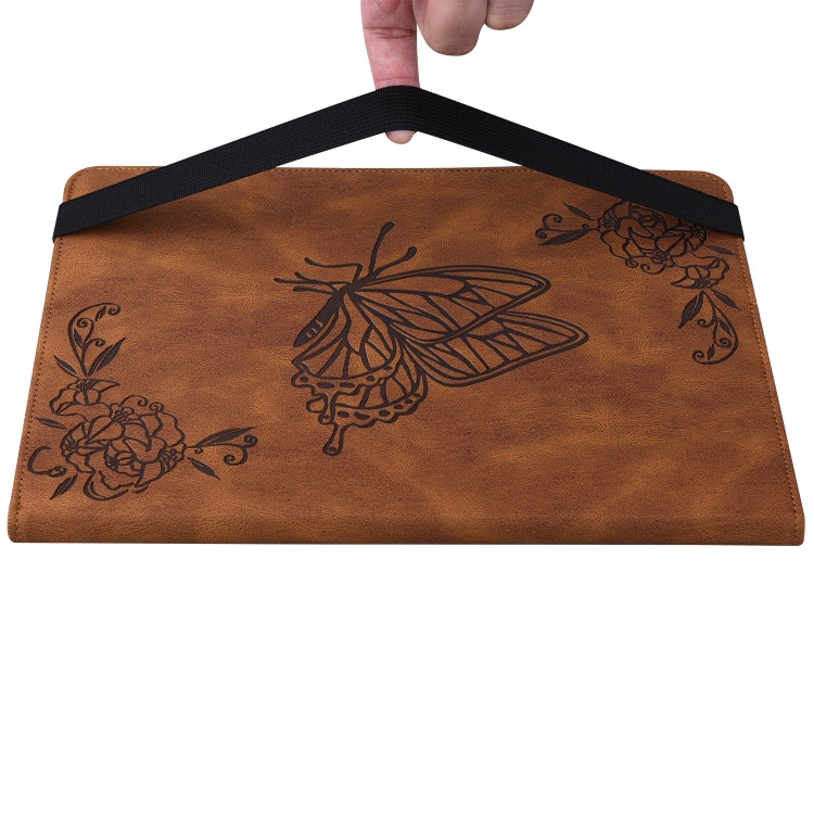 For Lenovo Tab P12 Pro 12.7 2025 Butterfly Flower Embossed Leather Tablet Case(Brown) - Lenovo by PMC TechLife | Online Shopping South Africa | PMC TechLife | Buy Now Pay Later Mobicred