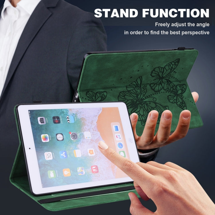For Samsung Galaxy Tab S9 Embossed Butterfly Pattern Horizontal Flip Leather Tablet Case(Green) - free shipping - PMC Jewellery - Order now!